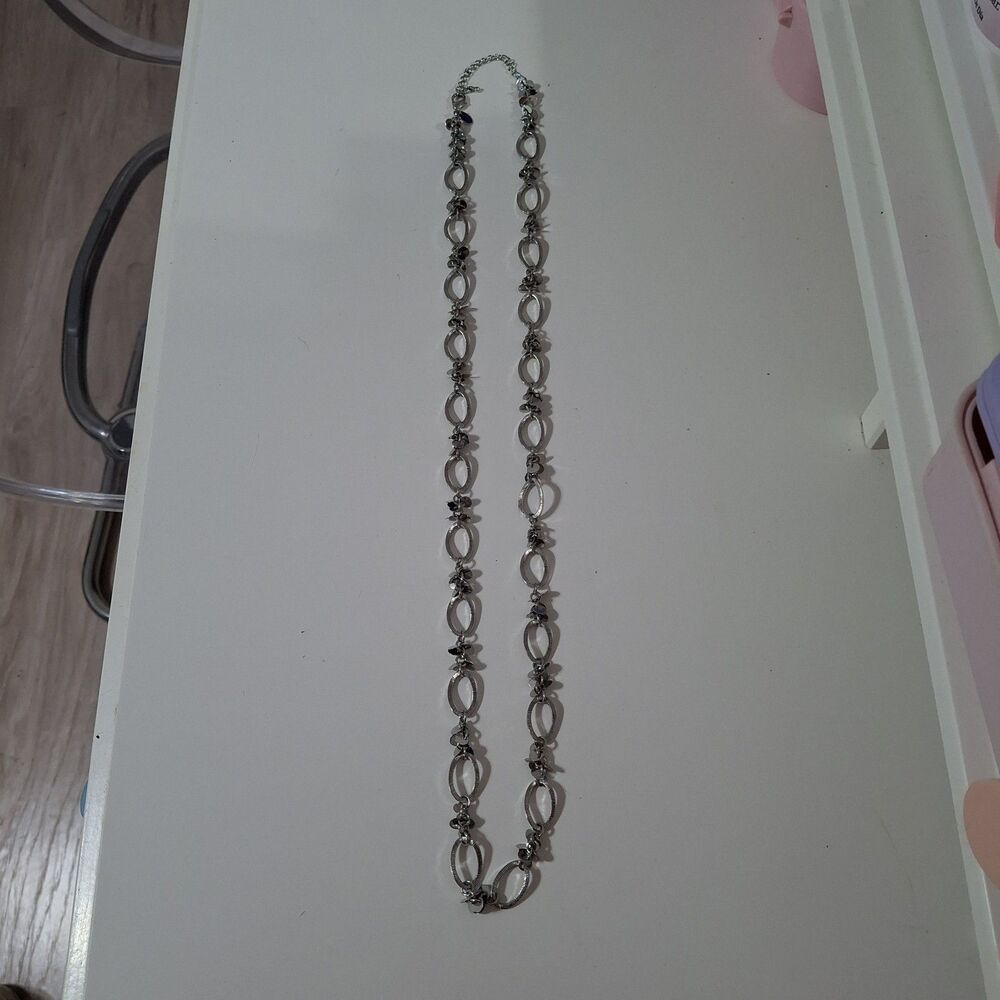 Lia Sophia Silver Tone Chain Round Oval Ringlet Long Necklace Adjustable